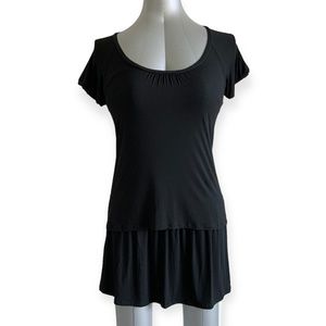 Black Stretch Double Layer Mini Dress Short sleeves size M
